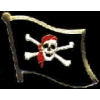 SKULL FLAG WITH CROSSBONES RED BANDANA PIN